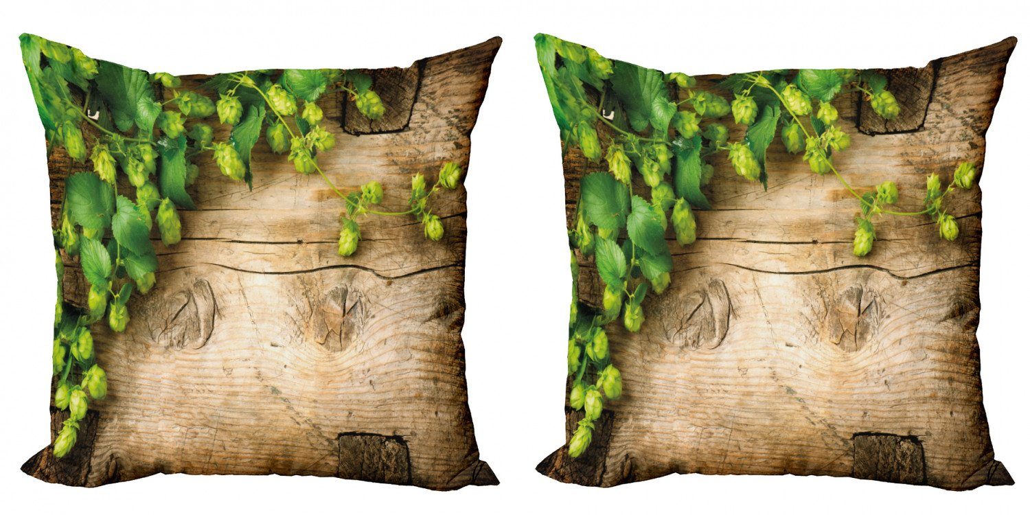Kissenbezüge Modern Accent Doppelseitiger Digitaldruck, Abakuhaus (2 Stück), Pflanze Hop Reisig auf Holz