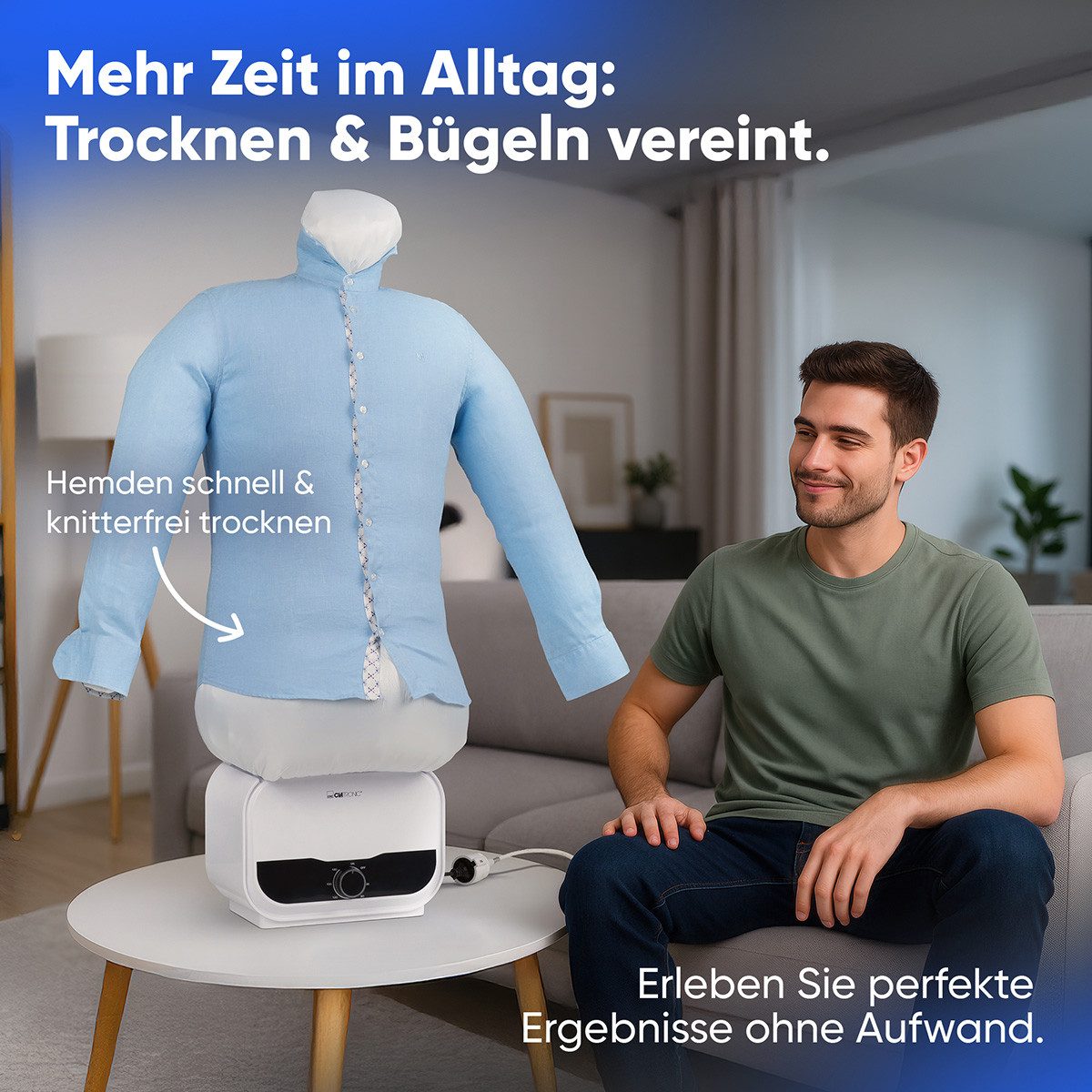 CLATRONIC Bügelsystem HBB 3734, für knitterfreie Kleidung, 1200 Watt