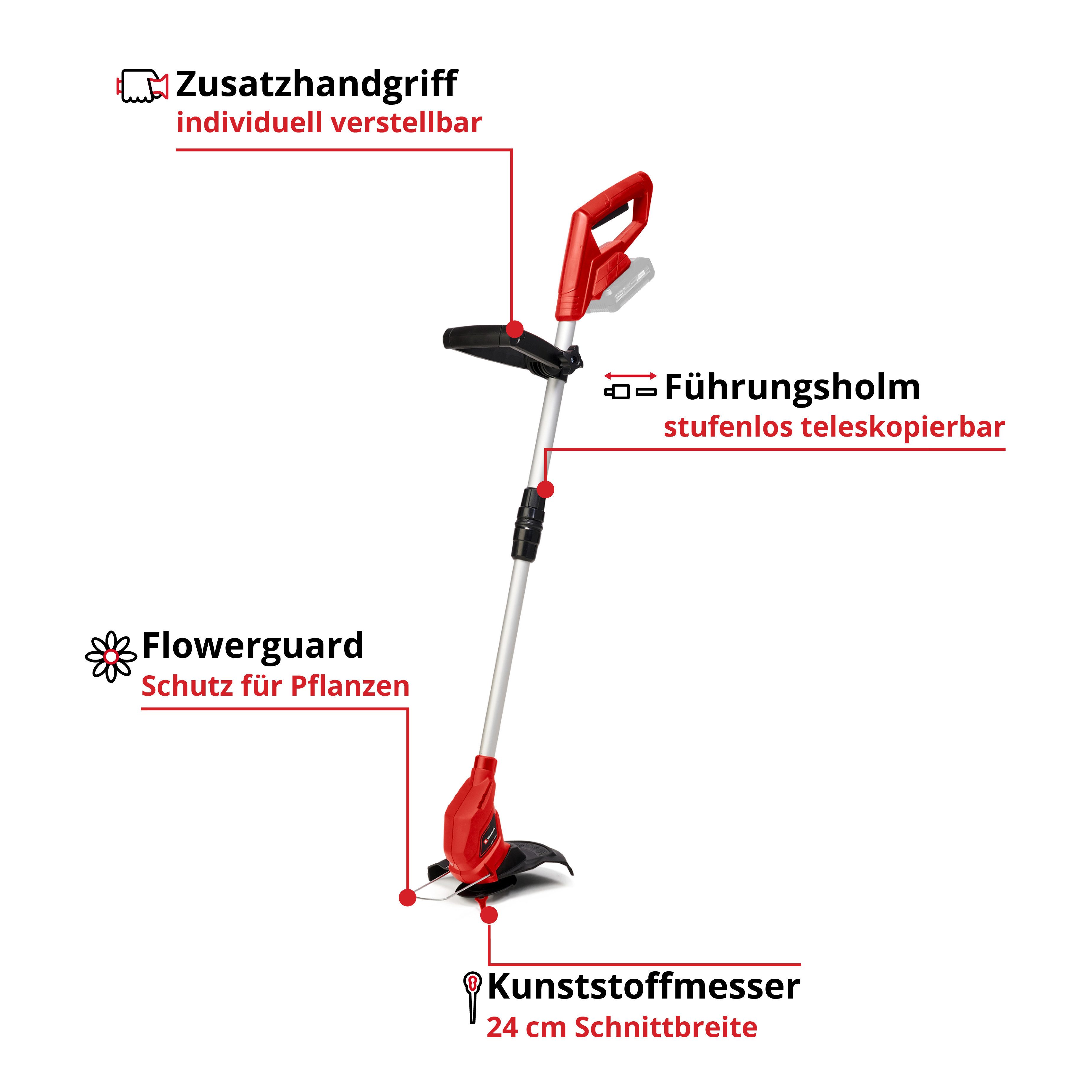 Einhell Akku-Rasentrimmer GC-CT 18/24 Li-Solo, 24 cm Arbeitsbreite Messer, ohne Akku und Ladegerät – Bild 4 von 5