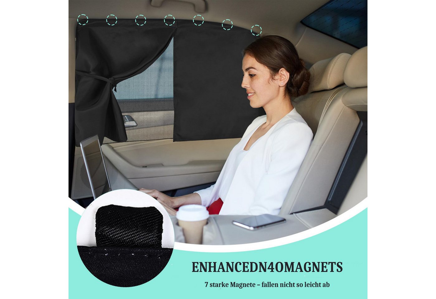 Thumbnail - Coonoor Autosonnenschutz 2pc Auto-Seitenfenster-Sonnenschutz, doppellagiger Auto-Sonnenschutz, (2-St), Auto-Privatsphäre...