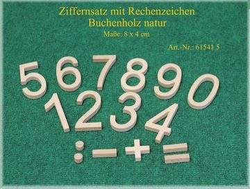 Erzgebirgische Holzspielwaren Ebert GmbH Modellbausatz Ziffernsatz mit Rechenzeichen aus Holz 16 Teile