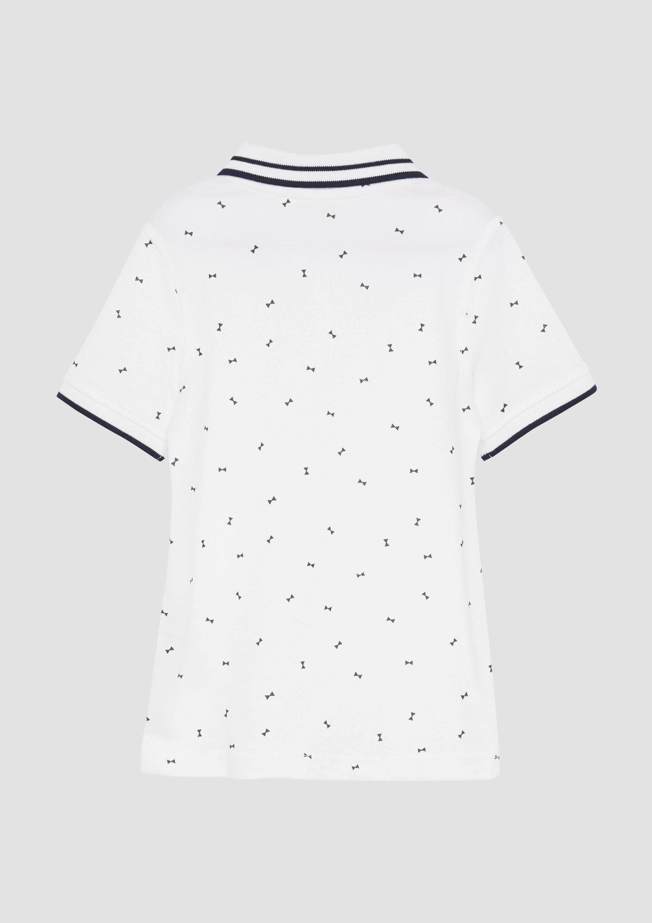 s.Oliver Kurzarmshirt Polo-Shirt Poloshirt mit Kontrast-Details und All-over-Print