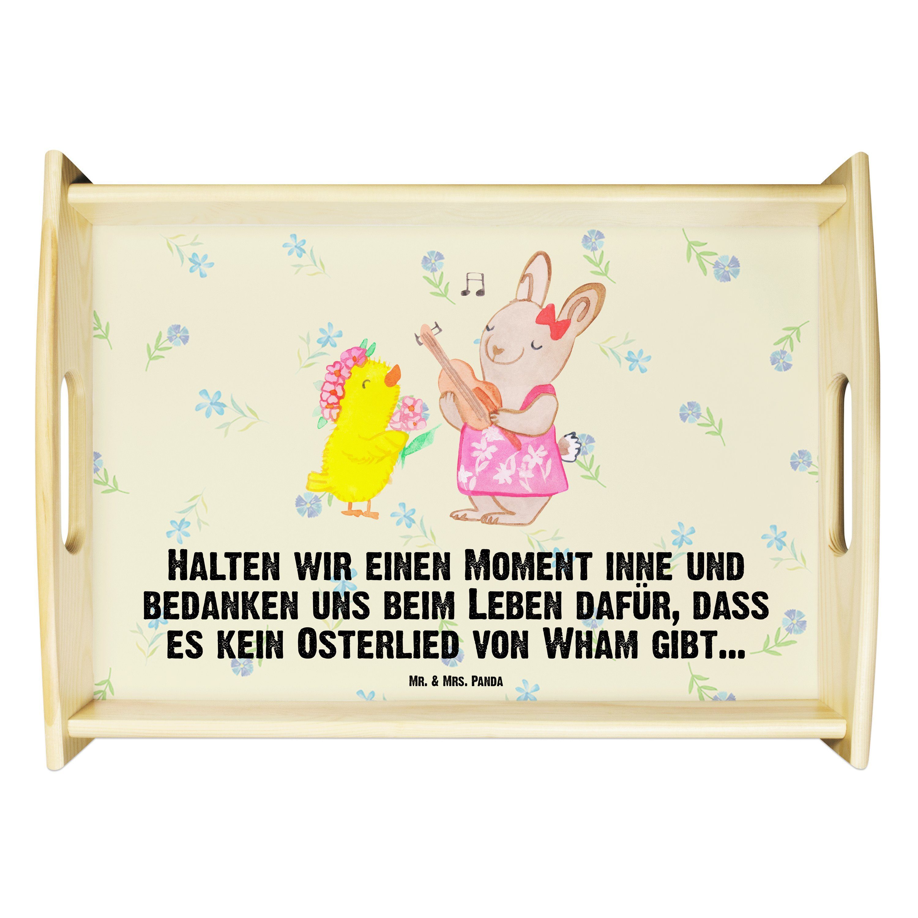 Osterküken, Geschenk, Frühlingsgefühle Echtholz Mrs. Ostern Tablett Mr. Blumig Panda Dekotablett, lasiert, (1-tlg) & - -