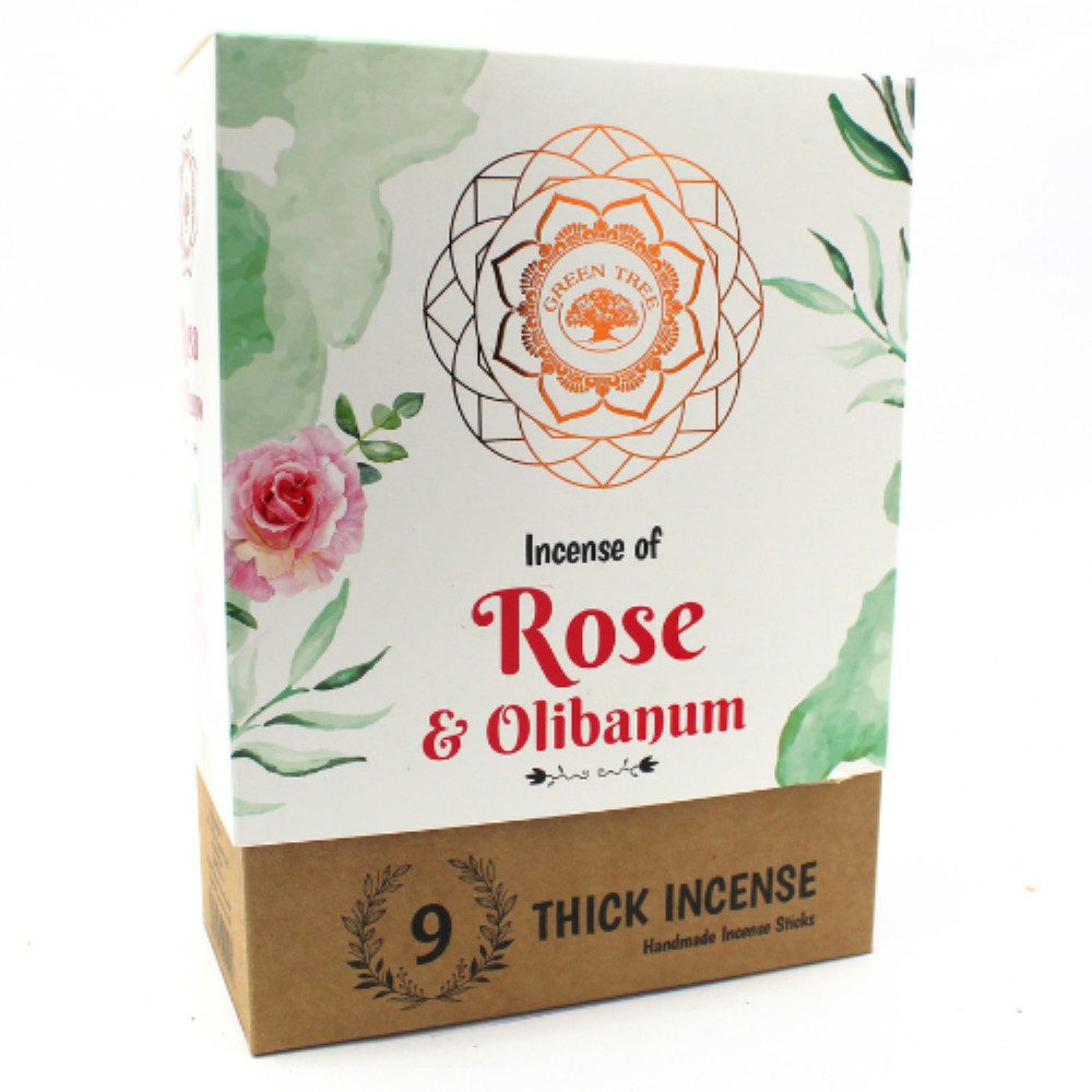 Green Tree Räucherstäbchen Green Tree Rose & Olibanum Botanical Incense, 9 dicke Stäbchen