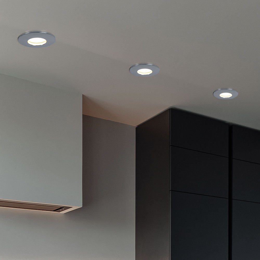 Paul Neuhaus Einbauleuchte, LED-Leuchtmittel fest verbaut, Warmweiß, LED Einbau Leuchte Decken Spot Strahler rund Chrom Lampe