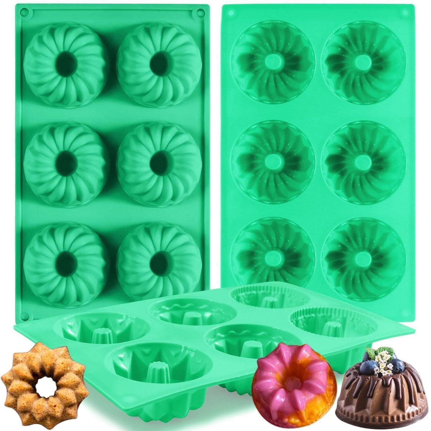 LuxusKollektion Gugelhupfform Mini Gugelhupfform 2er Set Silikon Antihaft, (2-tlg)