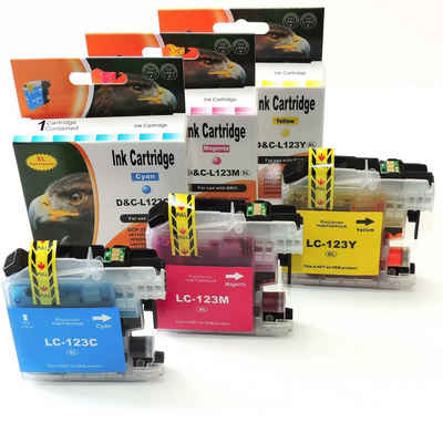 D&C Kompatibel Brother LC-123 XL Multipack 3-Farben (Cyan, Magenta, Gelb) Tintenpatrone (DW)