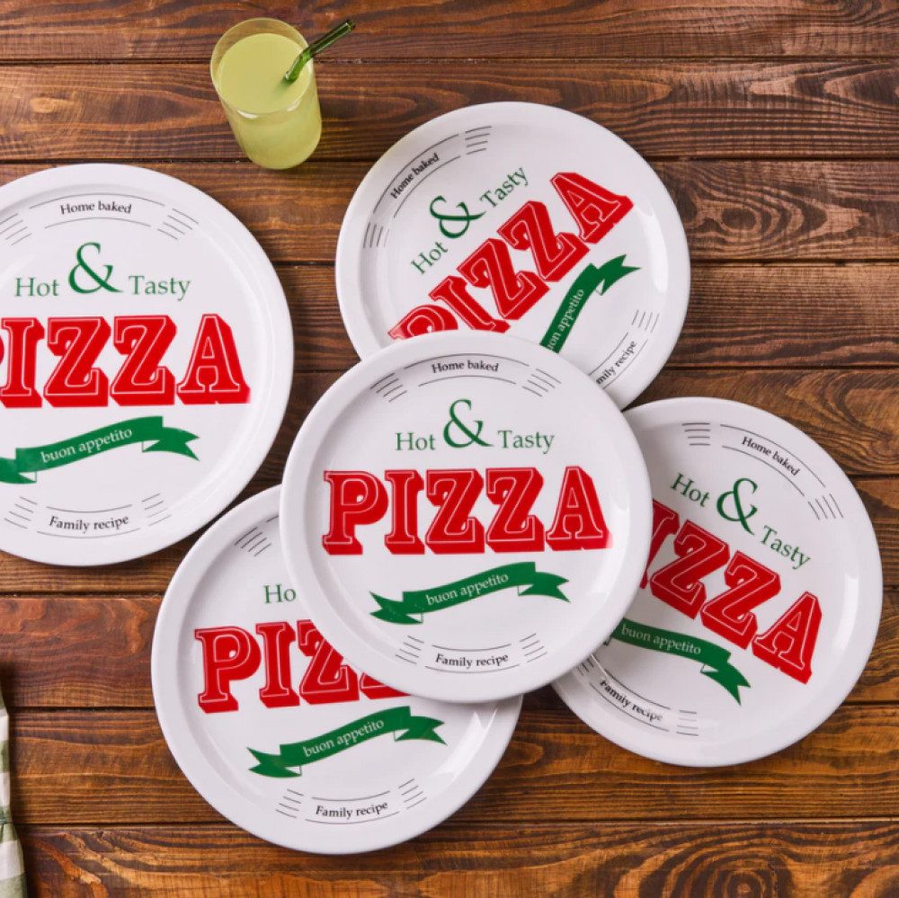 Karaca Servierständer Karaca Milano 5-teiliges Porzellan Pizzateller Set Pizza Servier – Bild 5 von 5