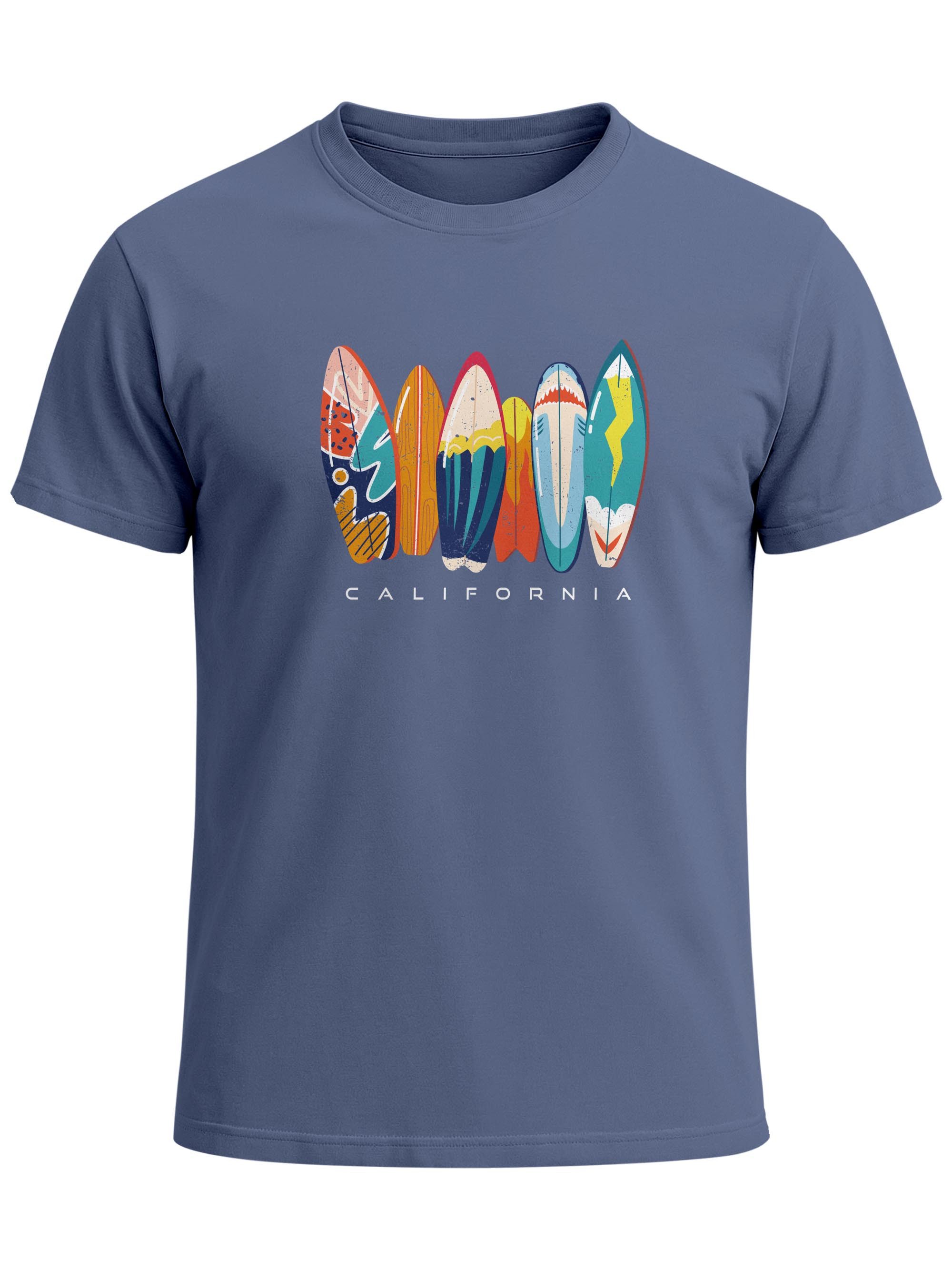 Neverless Print-Shirt Herren T-Shirt California Surfboards Surfing Motiv Printshirt mit Print