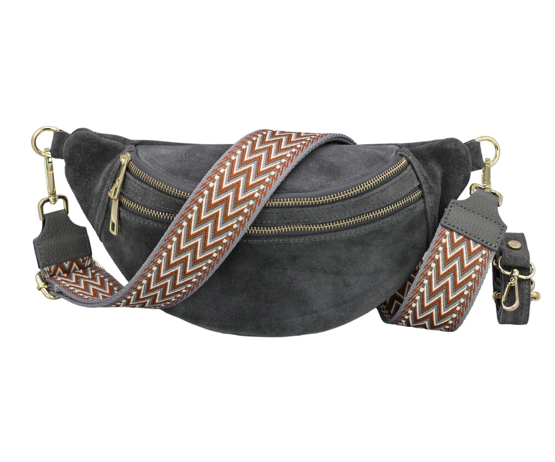 Gürteltasche SUANA Wildleder Bauchtasche mit gemustertem Gürtel