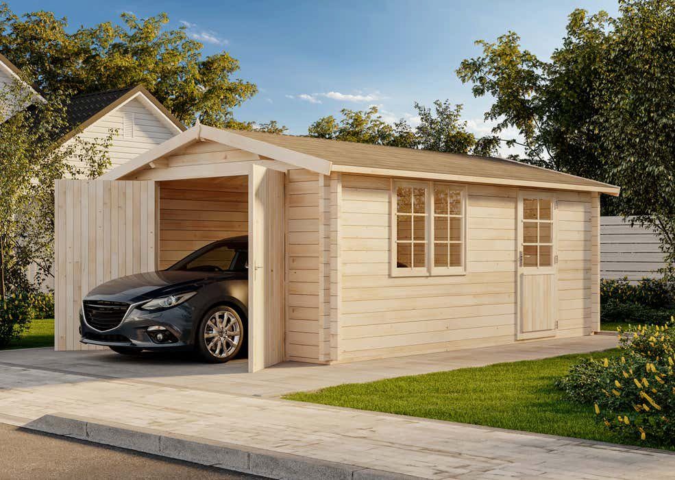 Alpholz Garage Holzgarage A-70 ISO, in Naturbelassen