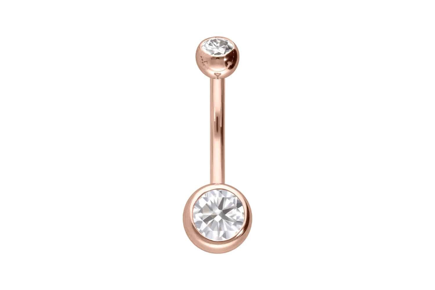 PIERCINGLINE Bauchnabelpiercing 14/18 Karat Gold Bananabell 2 MOISSANITE (Bananabells, 1-tlg)