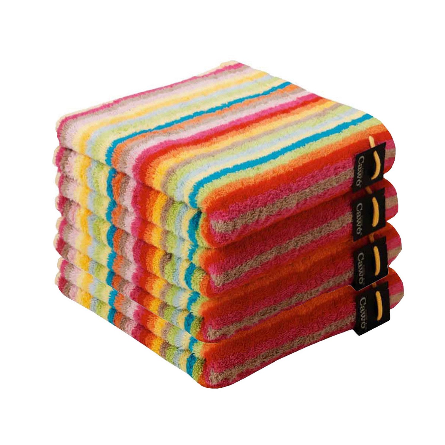 Cawö Handtuch 4 Stück Cawö Life Style Handtücher 7008-25 Streifen muilticolor 50x100, Walkfrottier (4-St), 100% Baumwolle