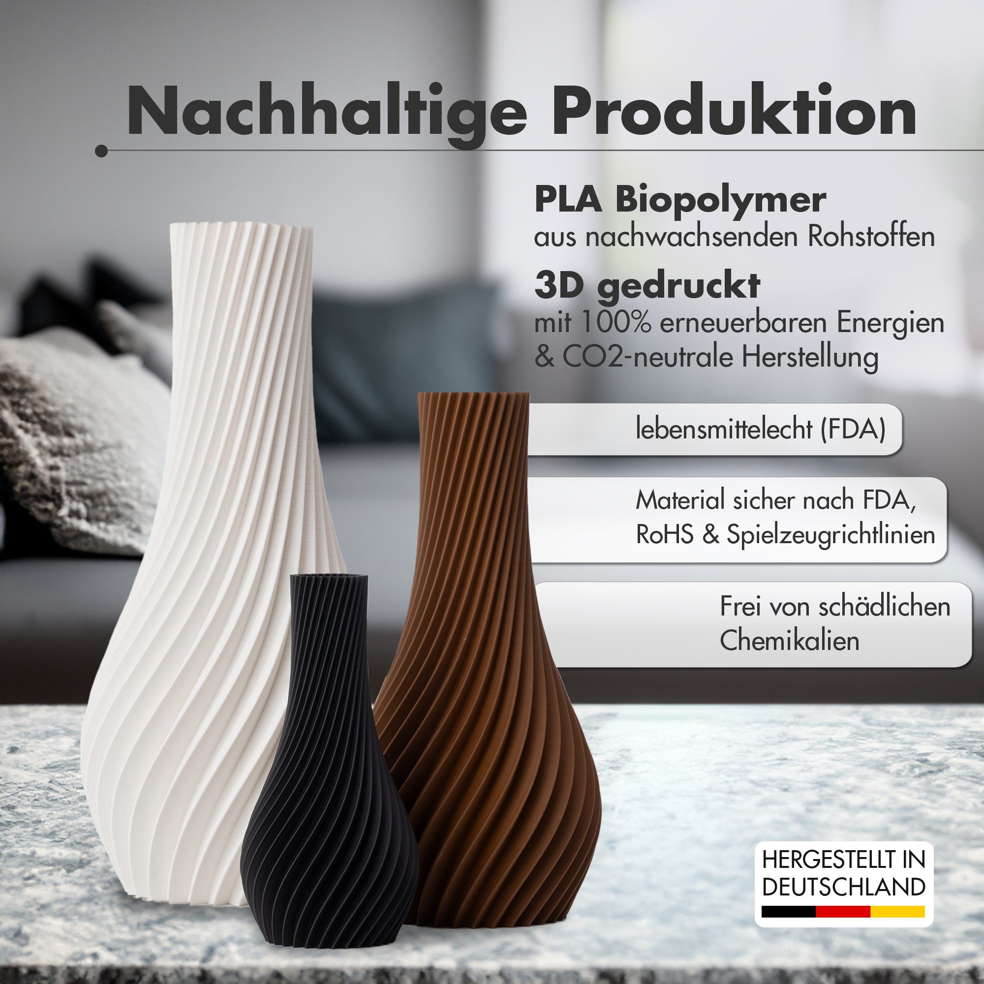 natumo Tischvase Vase Longi Weiß 12 cm – Bild 4 von 5