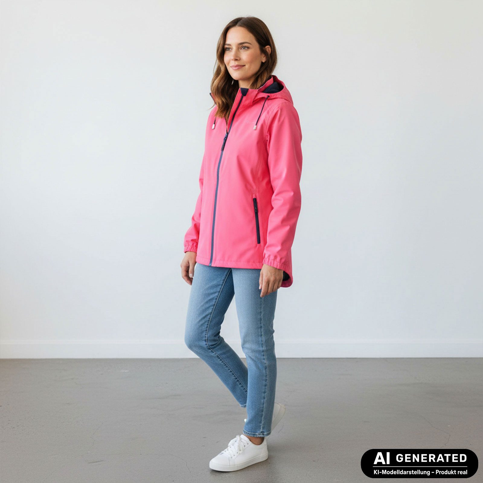 Dry Fashion Fahrradjacke Spiekeroog Damen Funktionsjacke - Regenjacke leicht & verstaubar Jacke Wasserdicht, Windicht, Atmungsaktiv, Kapuze mit Vorderschirm