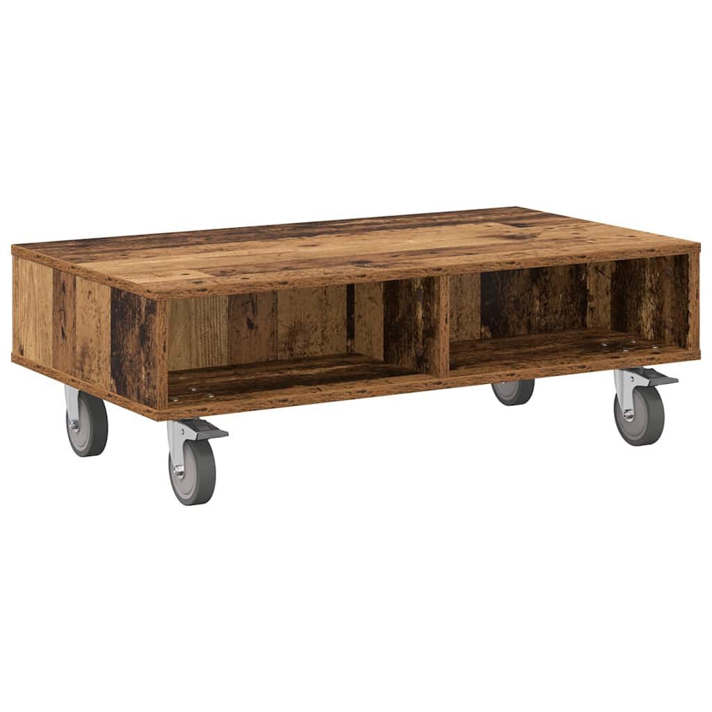 vidaXL Beistelltisch Beistelltisch mit Rädern Altholz 90 x 50 x 30 cm Holzwerkstoff (1-St)