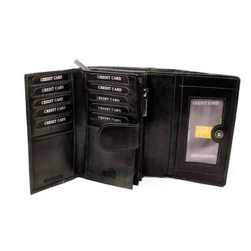 SHG Geldbörse ☼ Damen Geldbörse Portemonnaie Querformat Vintage Leder, Münzfach, Reißverschluss, Kreditkartenfächer