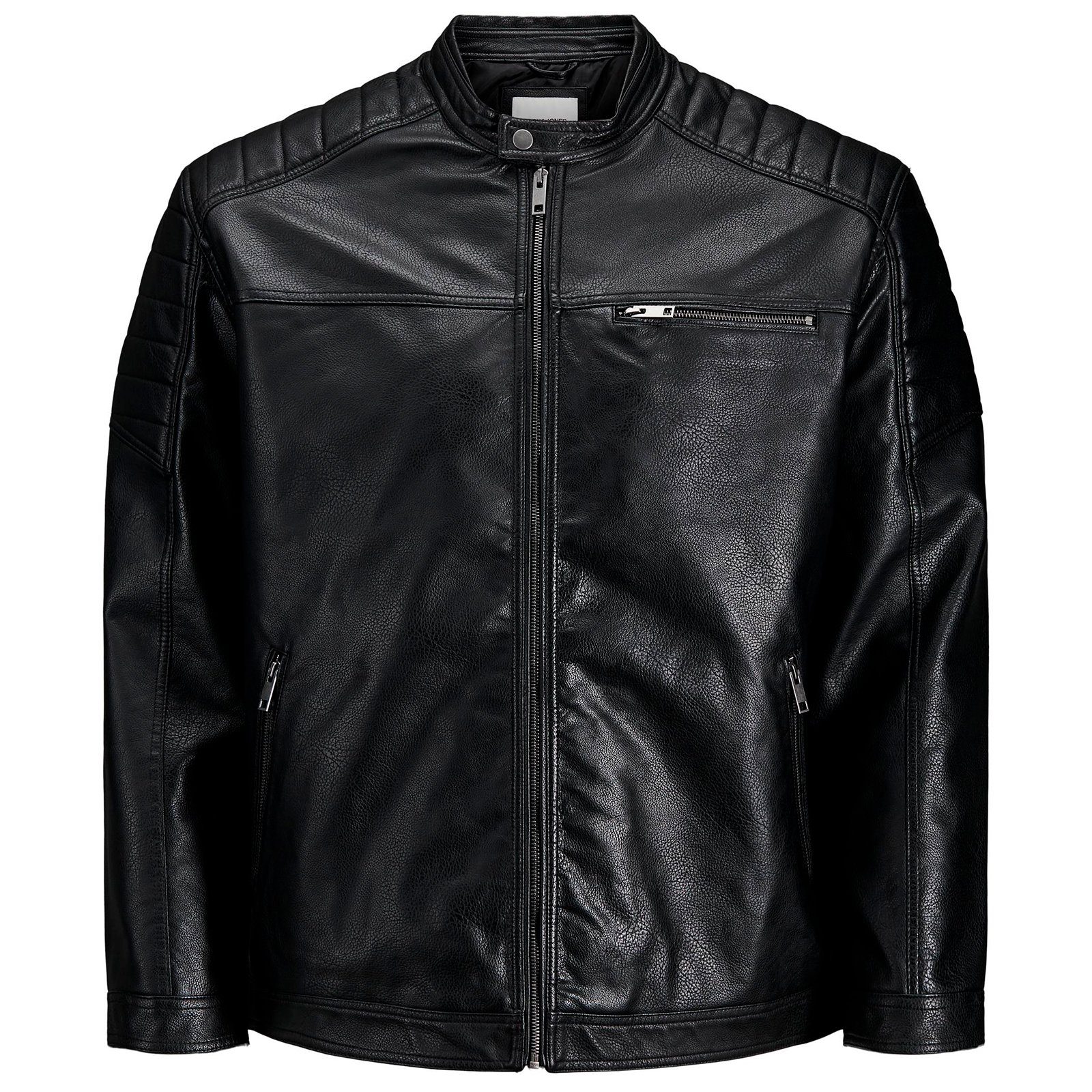 Jack & schwarz Jacke Übergrößen Jack Herren Lederjacke & Jones Lederoptik Biker-Style Jones