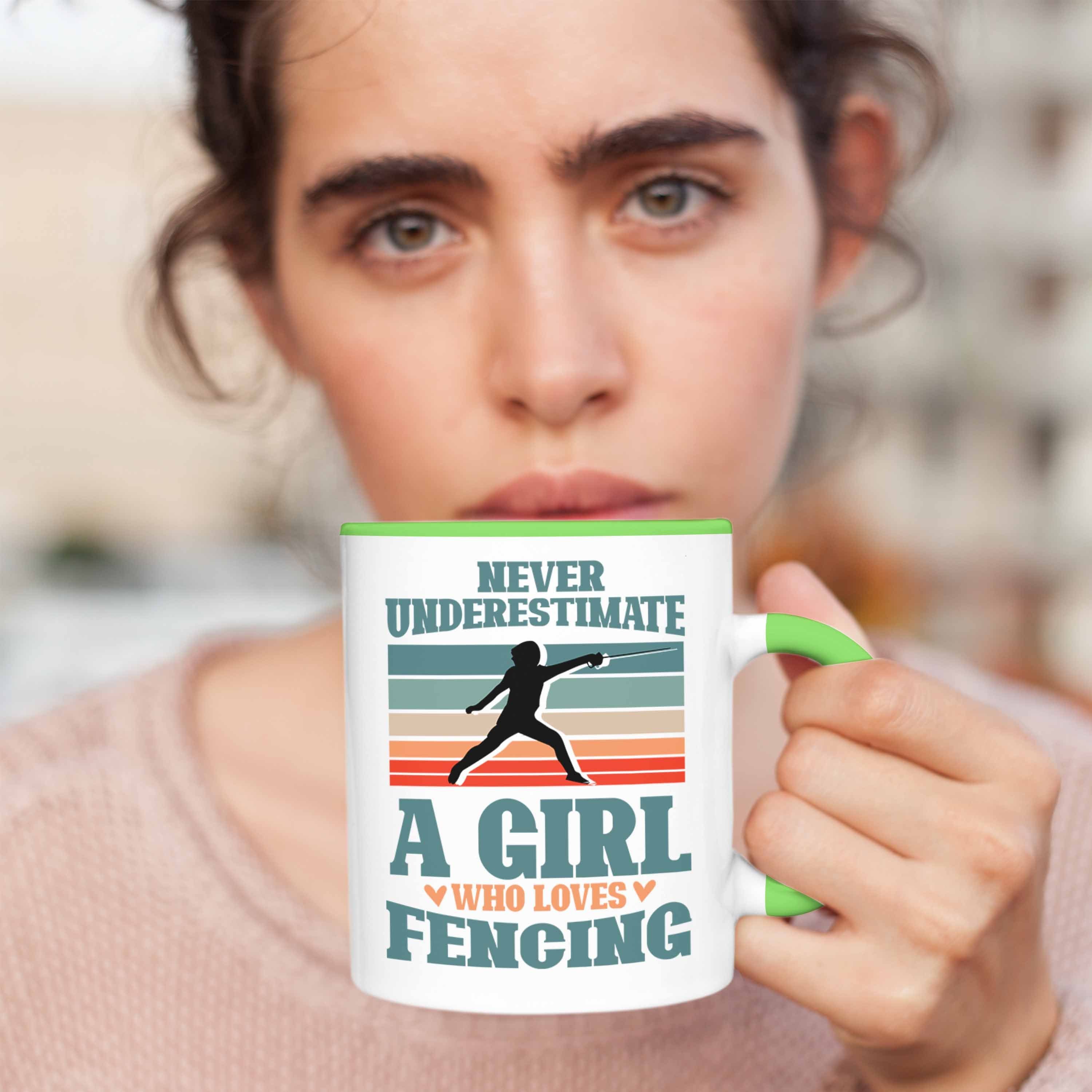 Geschenk Fechten-Tasse Mädchen und Trendation Lustige Tasse Fechterinnen Grün für für Frauen