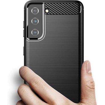 CoolGadget Handyhülle Carbon Handy Hülle für Samsung Galaxy S21 Plus 6,7 Zoll, robuste Telefonhülle Case Schutzhülle für Samsung S21+ 5G Hülle