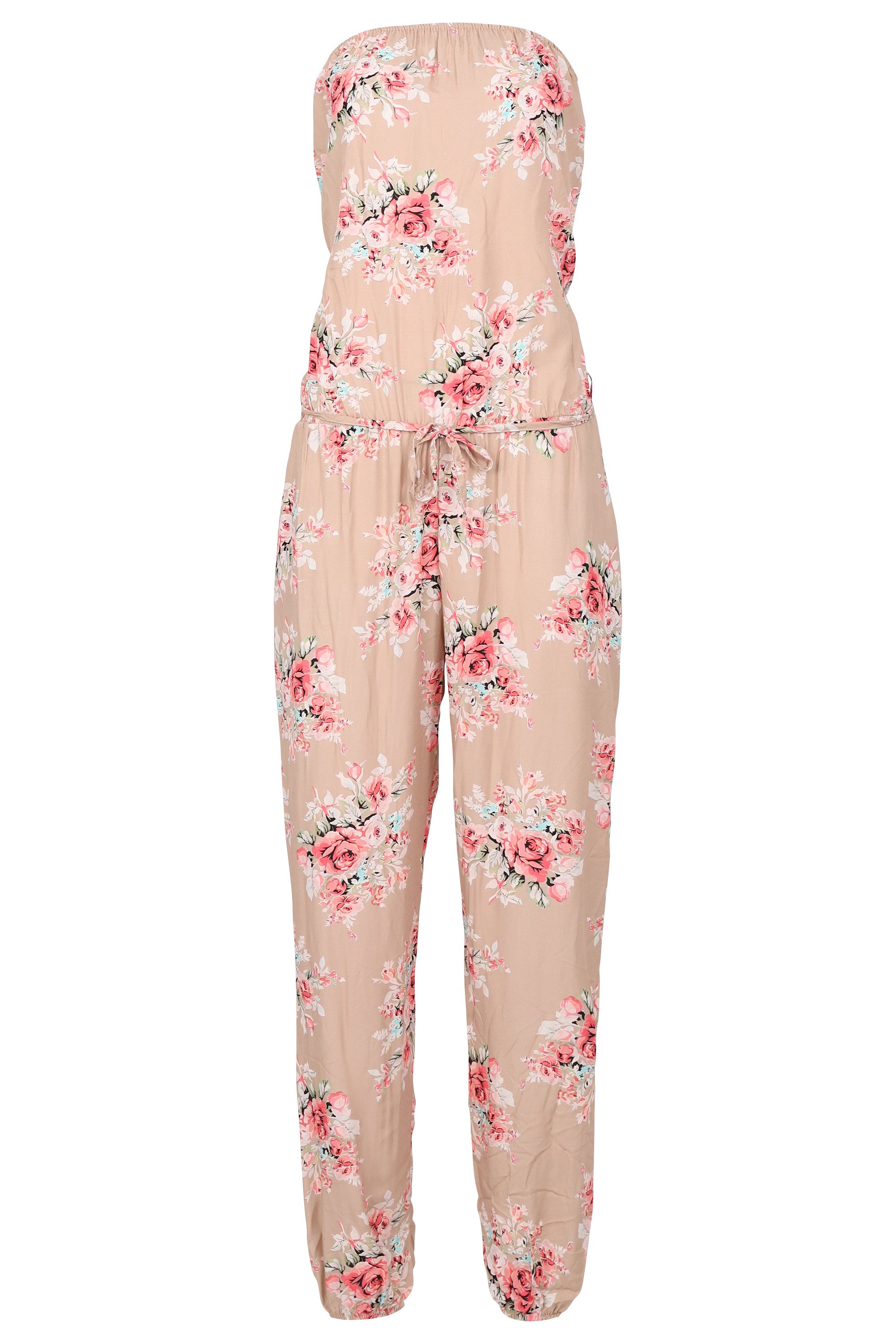 malito more than fashion Jumpsuit malito Damen Einteiler geblümt, Overall mit Stoffgürtel, Jumpsuit mit Stoffgürtel Einheitsgröße