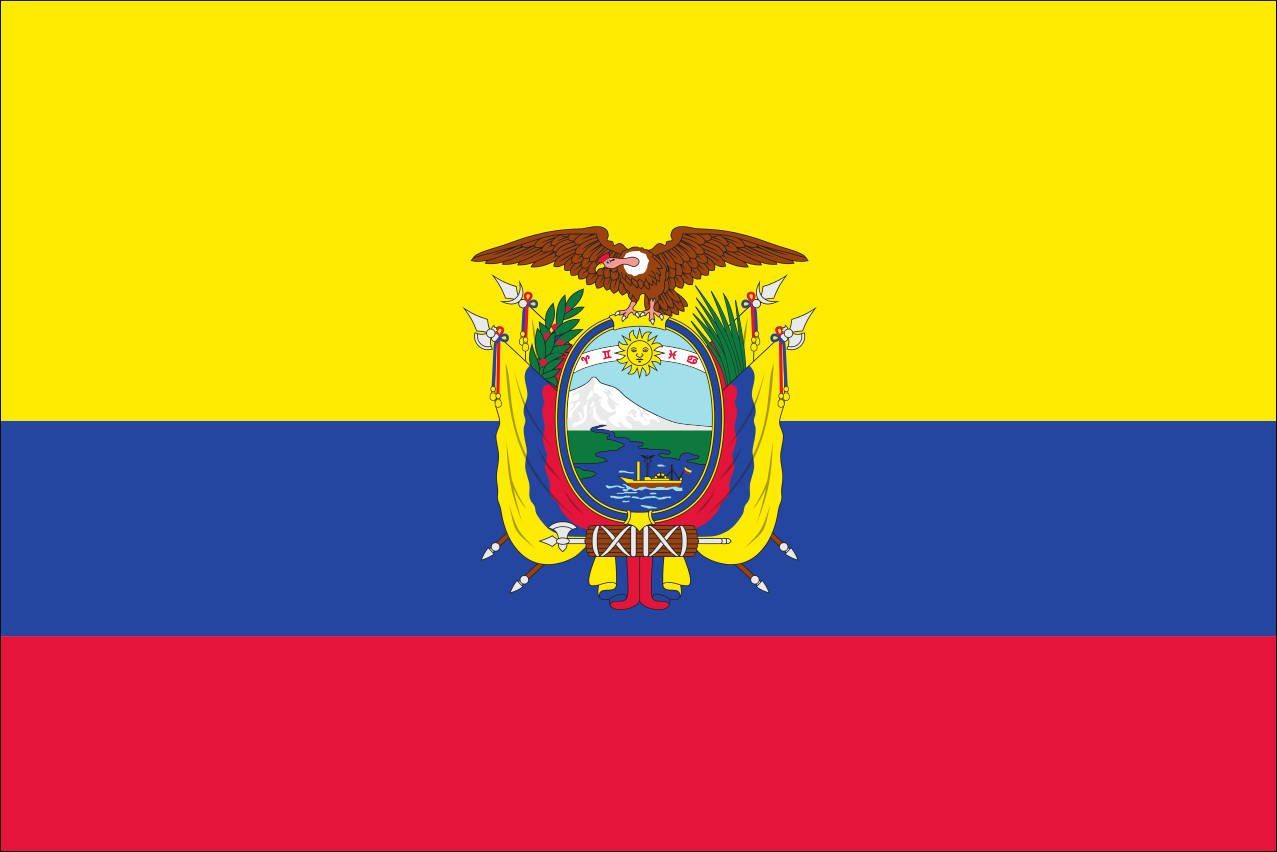 flaggenmeer Flagge Flagge Ecuador mit Wappen 110 g/m² Querformat