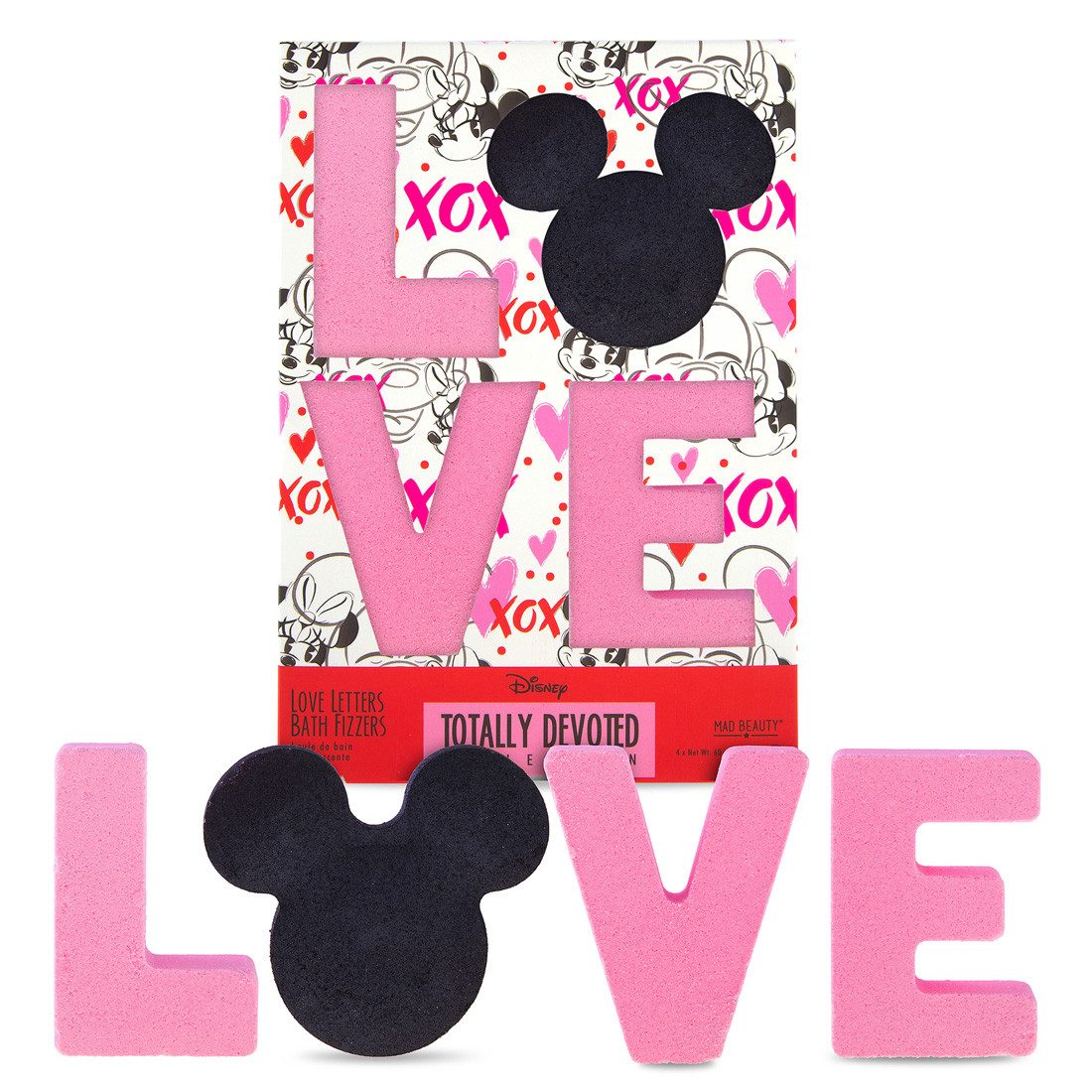Disney Badezusatz Mickey & Minnie Mouse 3D Badebomben LOVE Badefizzer Geschenkset, 4-tlg.