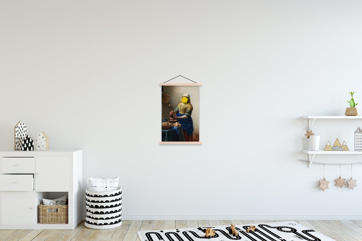 Vermeer Wohnzimmer, Milchmädchen Textilposter für Magnetisch (1 Johannes Poster Posterleiste, - Bilderleiste, MuchoWow St), Gemälde, -