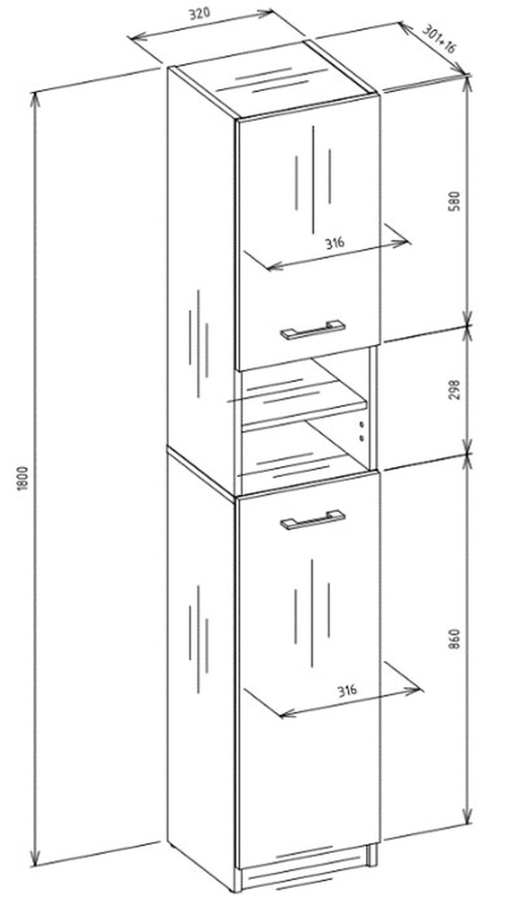 Raumhirsch Furniture Badkommode Badkommode Badezimmerschrank Hochschrank (mit zwei Türen - Maße 30 x 32 x 180 cm), verschiedene Farben – Bild 5 von 5