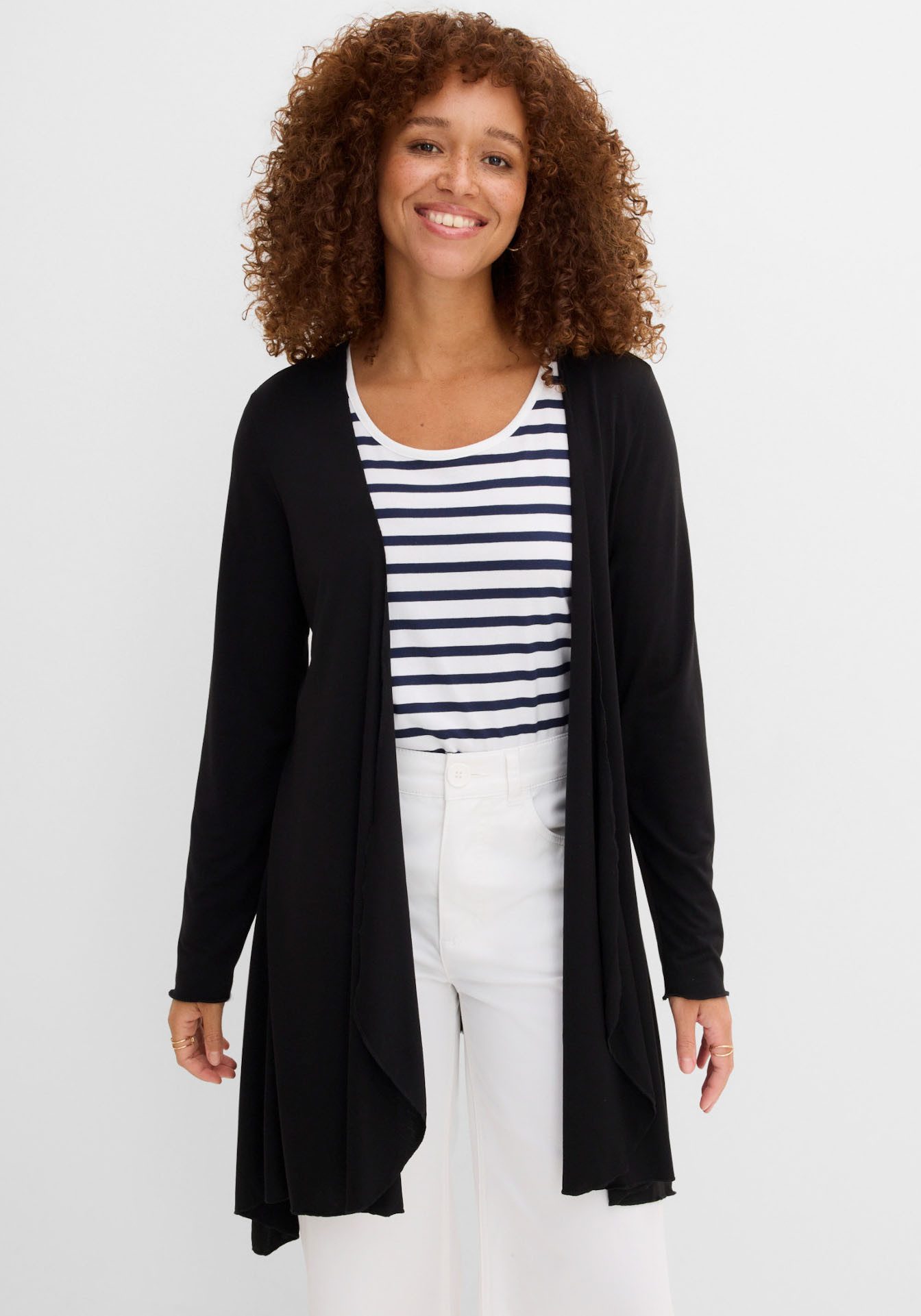 bonprix Shirtjacke bequeme Passform, Zipfelsaum, aus Viskose-Mischung, Casual Stil