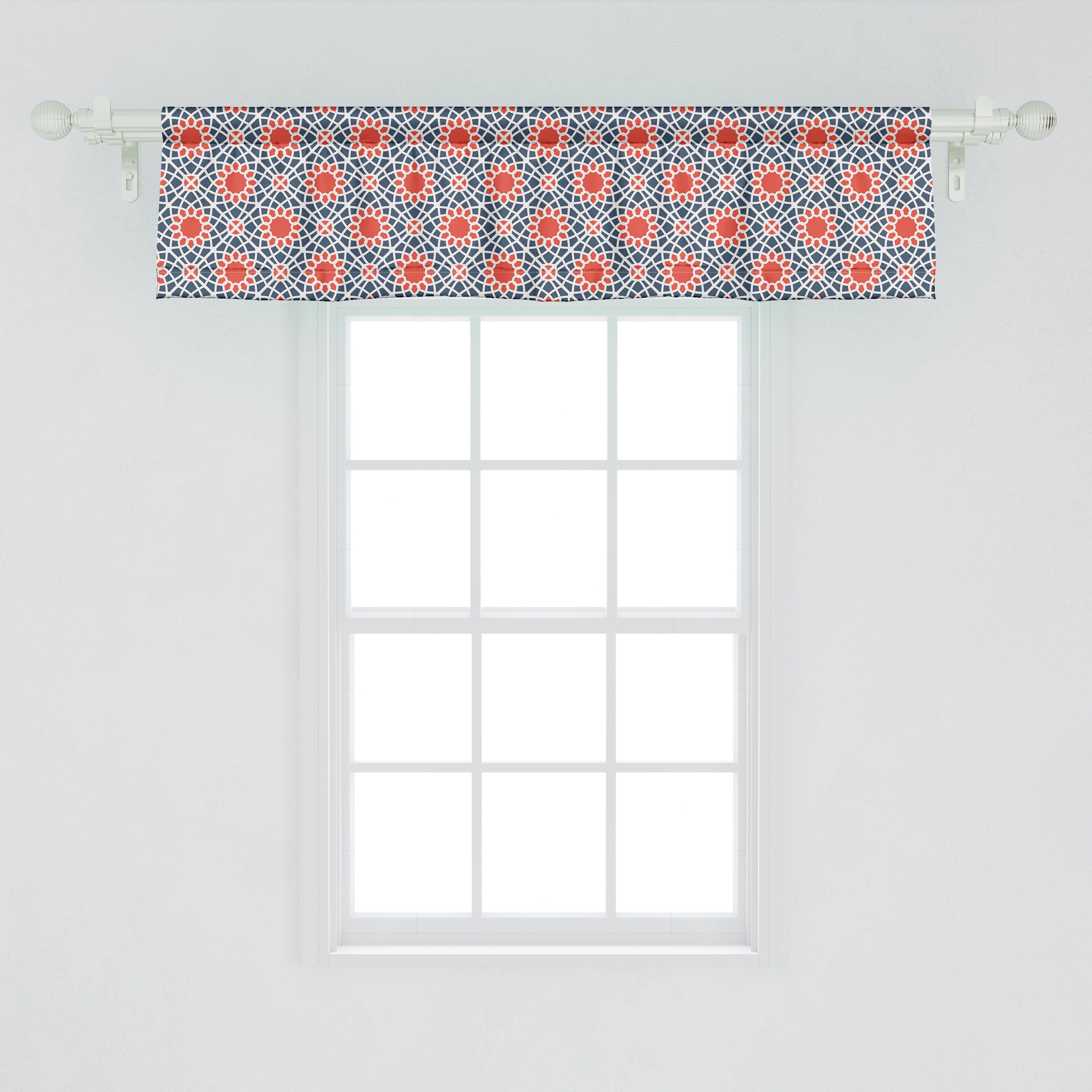Scheibengardine Vorhang Volant für Schlafzimmer Verflochtene Dekor Küche Abstrakt mit Abakuhaus, Microfaser, Stangentasche, florale Motive