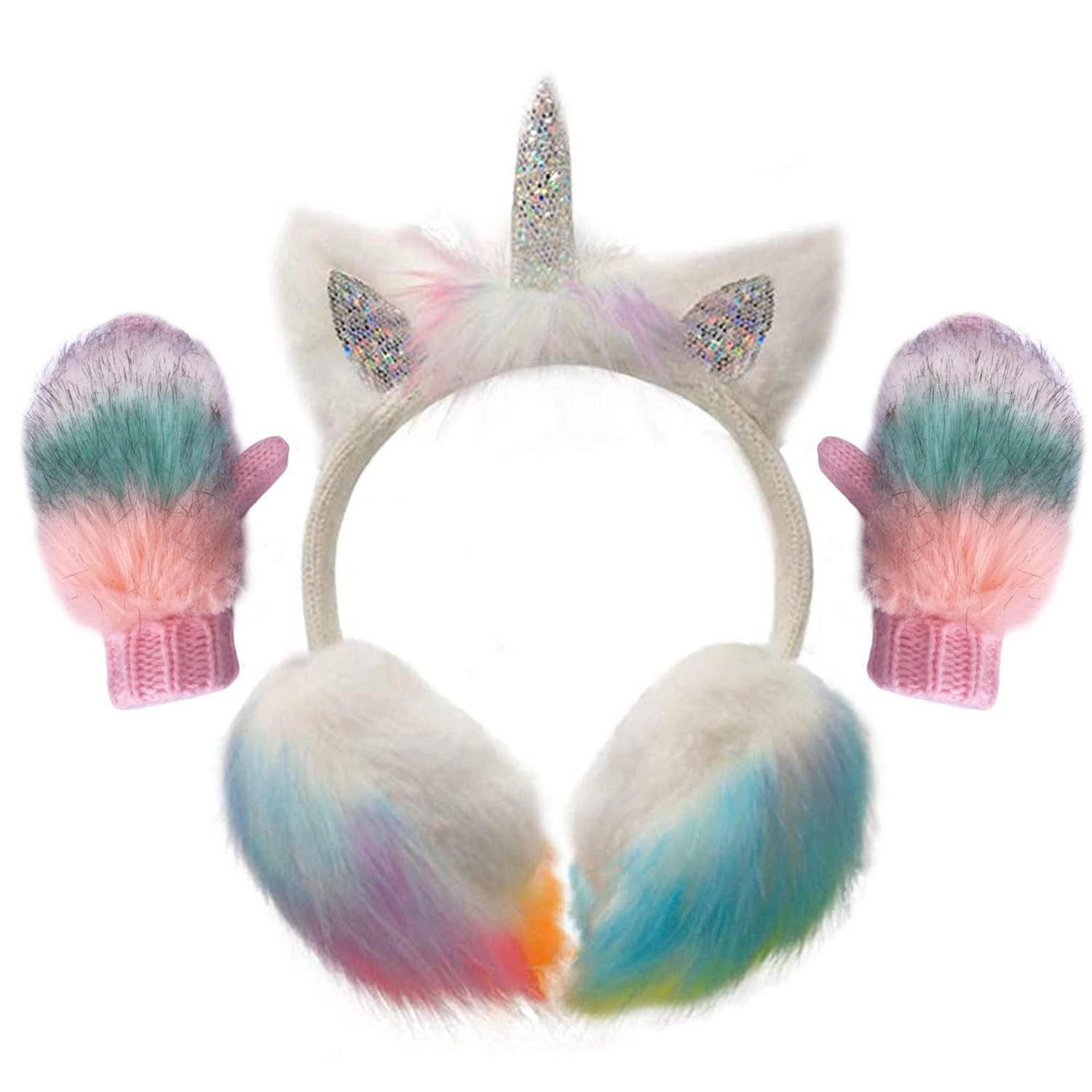 LuxusKollektion Strickschal Mädchen Set Einhorn 3-6 Jahre Multicolour, (1-St)