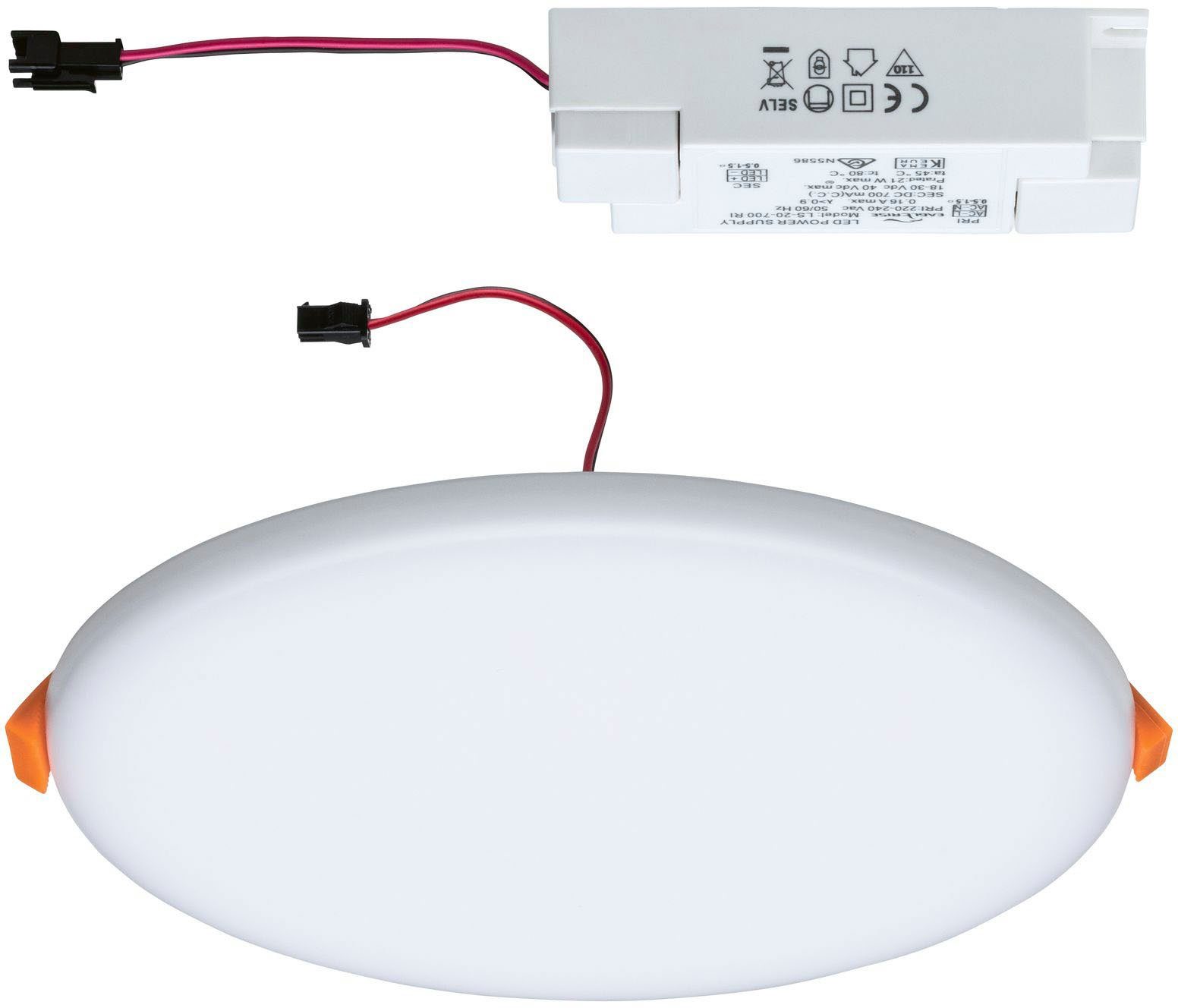 Paulmann LED Einbauleuchte LED Einbaupanel Veluna VariFit IP44 rund, 3.000K Satin, LED fest integriert, Warmweiß, LED Einbaupanel Veluna VariFit IP44 rund, 3.000K Satin