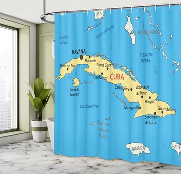 Abakuhaus Duschvorhang Moderner Digitaldruck mit 12 Haken auf Stoff Wasser Resistent Breite 175 cm, Höhe 180 cm, Ozean Republik Kuba Moderne