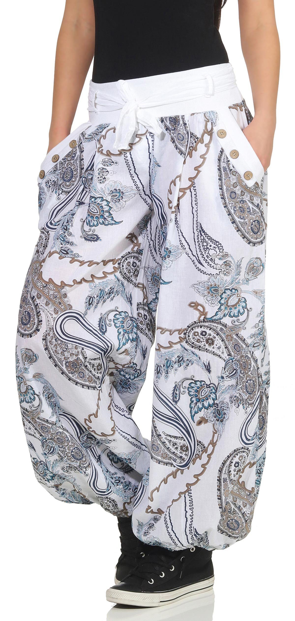 malito more than fashion Haremshose malito Damen Pumphose mit Print, bequeme Freizeithose, leichte Stoff bequeme Hose mit elastischem Jerseybund Einheitsgröße