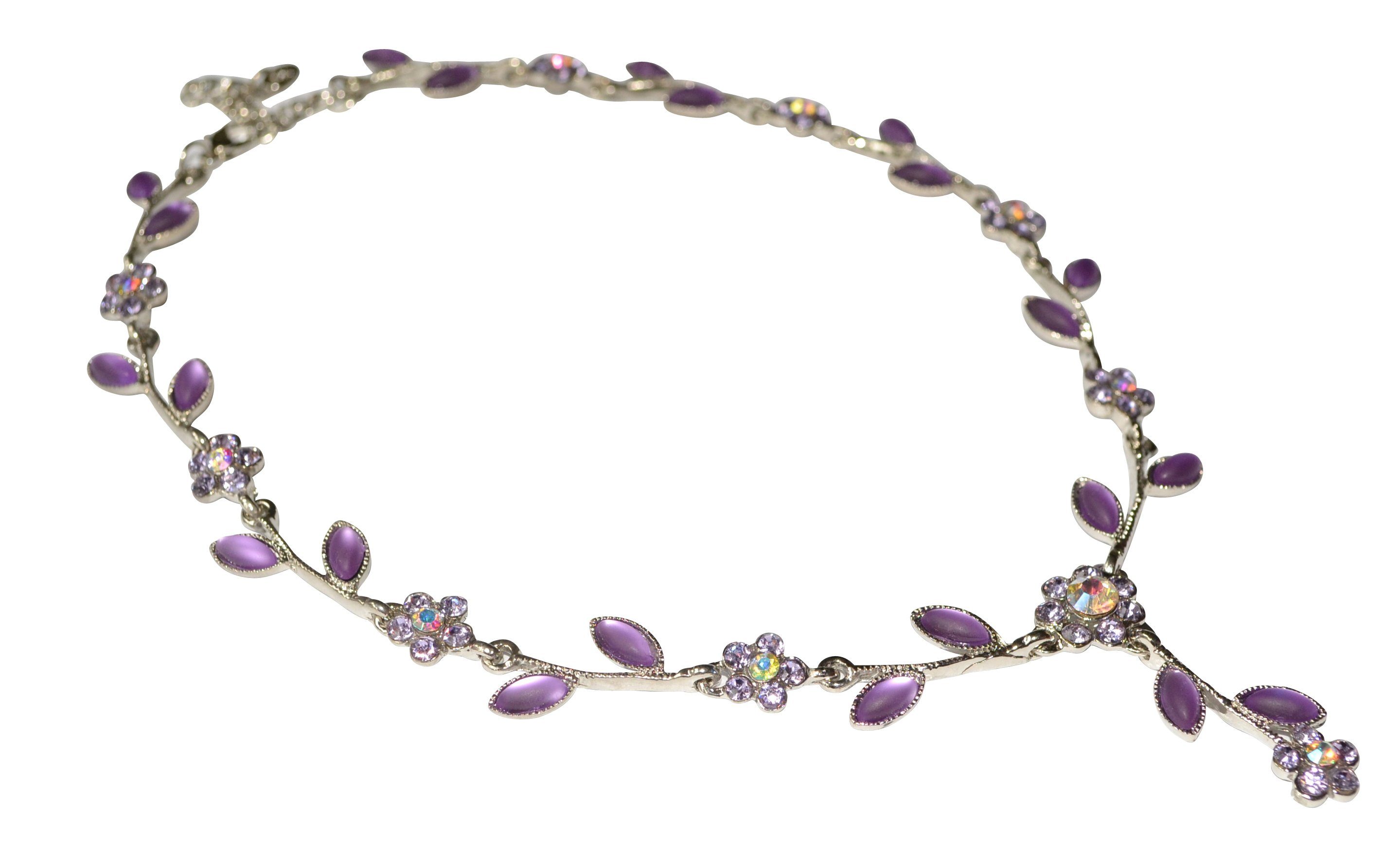 Mugello Collier Kette Fiori lila Glitzerkette festlich chic Trend Blumen