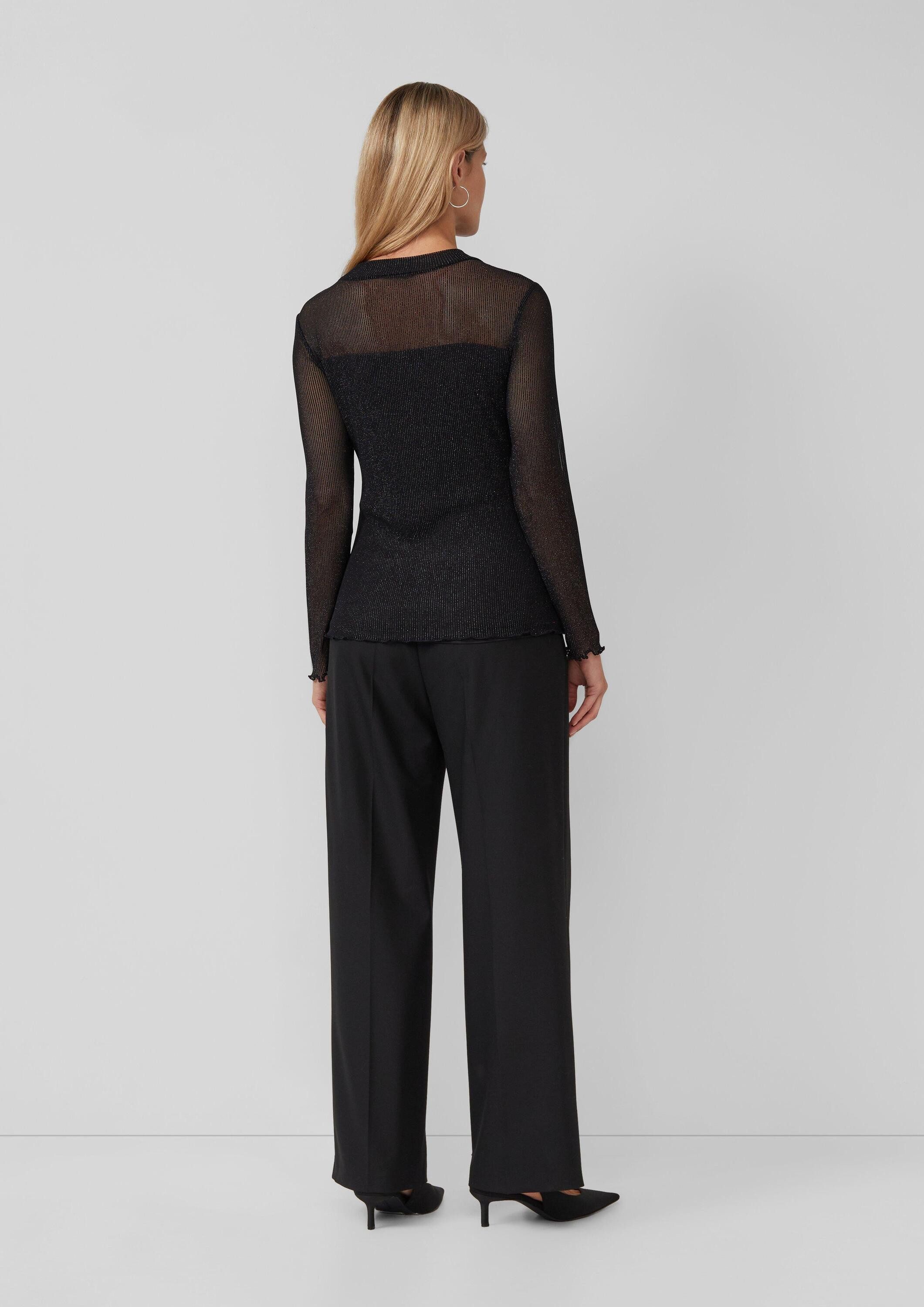 s.Oliver Langarmshirt T-Shirt Transparentes Shirt mit gefüttertem Body