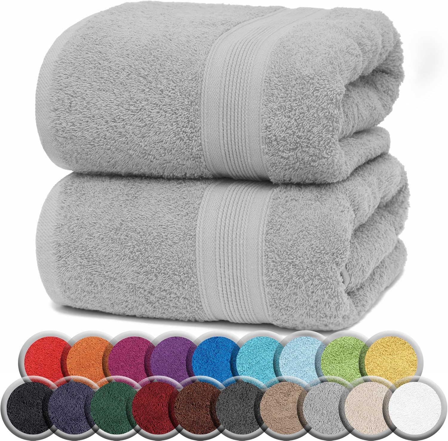 NatureMark Saunatuch Frottier Saunatücher 80x200cm, 100% Baumwolle (2-St), Premium Qualität SAUNATUCH Sauna-Handtuch, 80x200cm, Silber grau