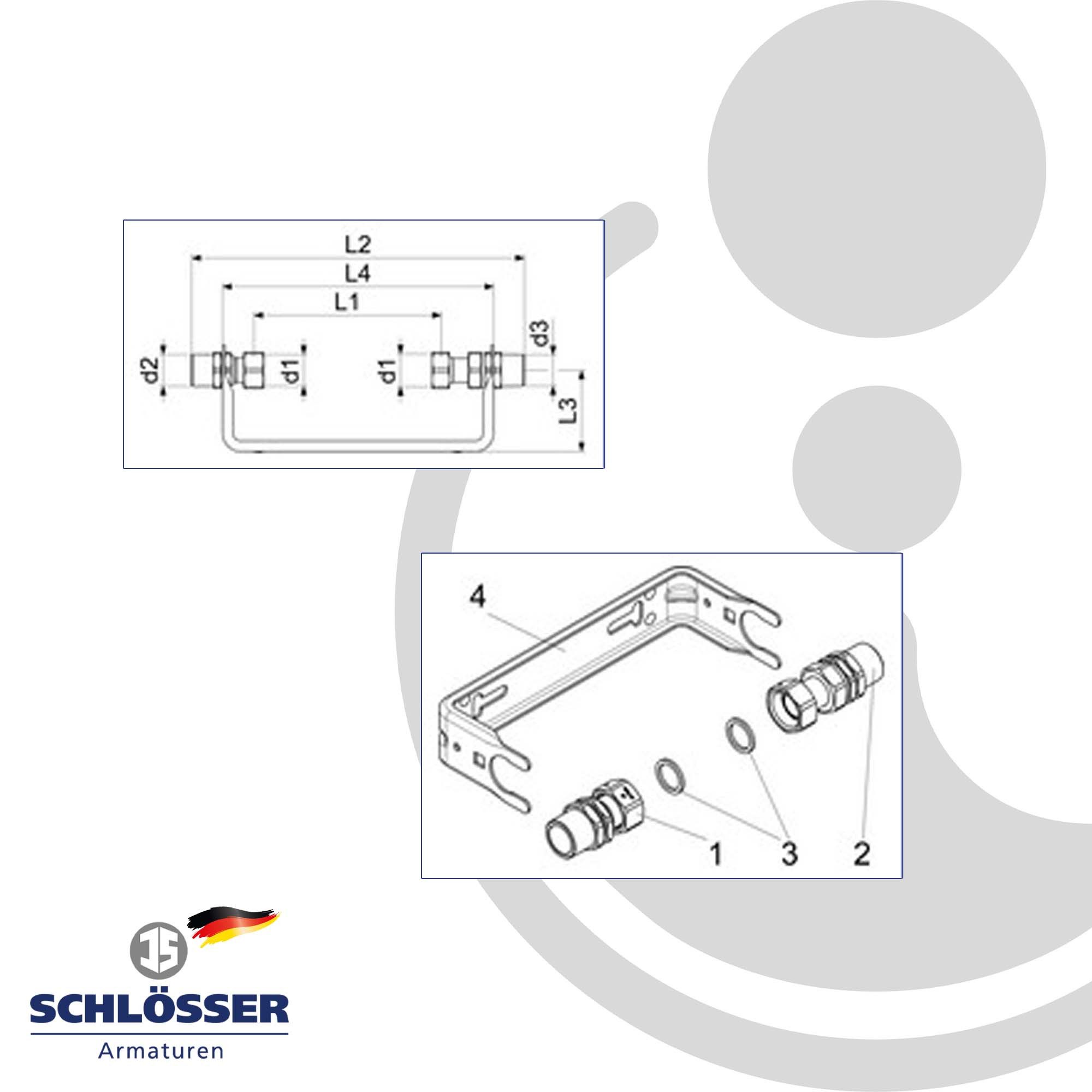 Schlösser Kaltwasserzähler Wasserzählerbügel 1 x 1 Zoll, für Hauswasserzähler Baulänge 190 mm, (inkl. Schrauben und Dübel (für Mauerwerk) – Bild 3 von 5