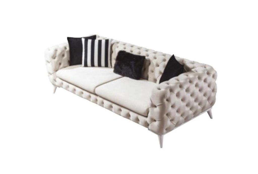 JVmoebel Sofa Weißes Sofa 3 Sitzer Luxus Möbel Chesterfield Couch Möbel Stil Neu, Made in Europe