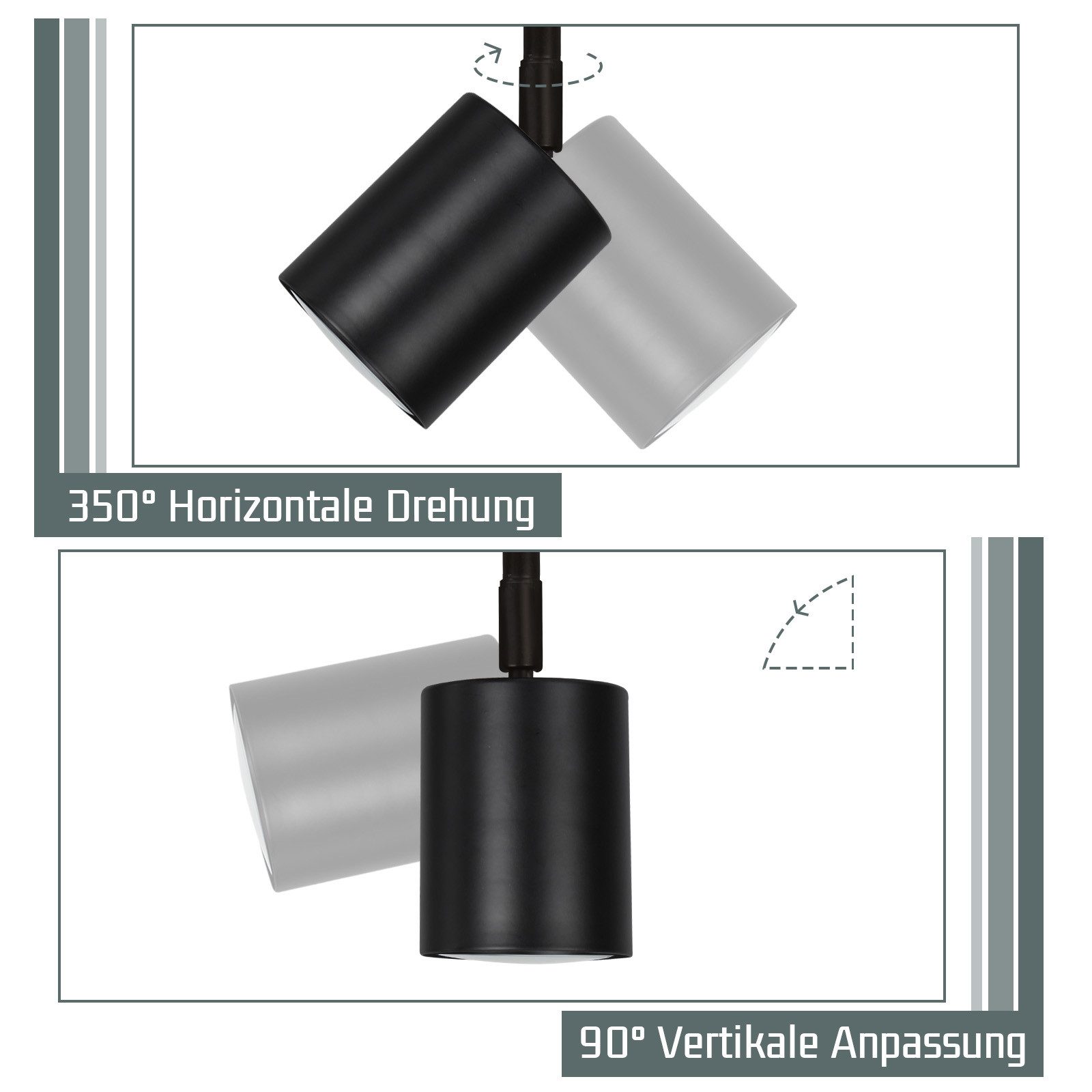 Nettlife Deckenstrahler 3/4 Flammig Deckenlampe Schwarz günstig online kaufen