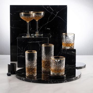 Pasabahce Gläser-Set Timeless, Glas, Golden Touch Saftgläser 4-er Set in edler Kristall Optik