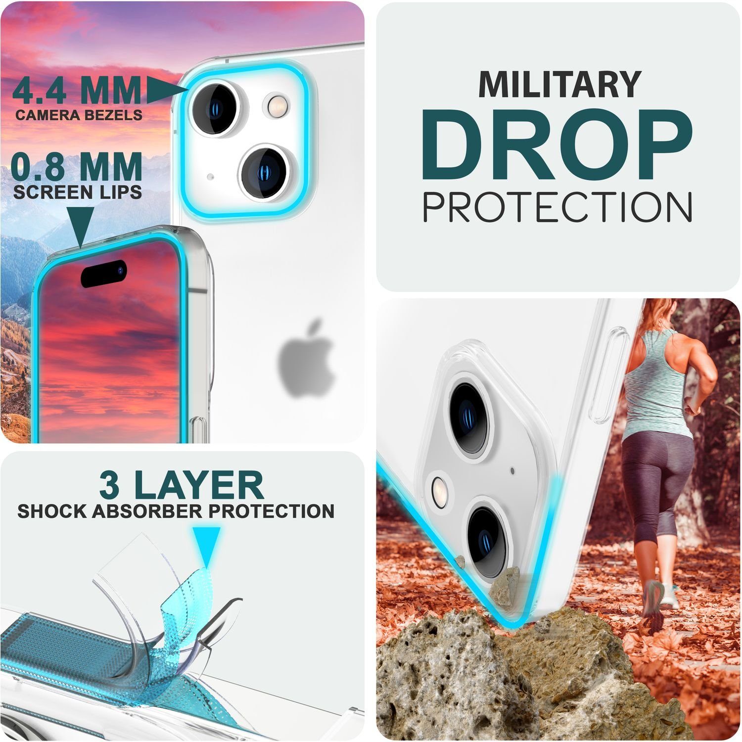 Nalia Smartphone-Hülle Apple iPhone 15 15,5 cm (6,1 Zoll), Ultra Dünne Hülle / Transparent / 0,3mm Slim Case / Anti-Fingerabdruck