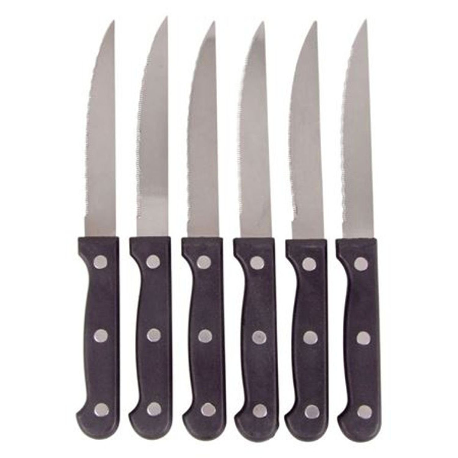 BURI Besteck-Set Edelstahl Steakmesser-Set 6-tlg schwarz Besteckset Brötchenmesser Mess (6-tlg)