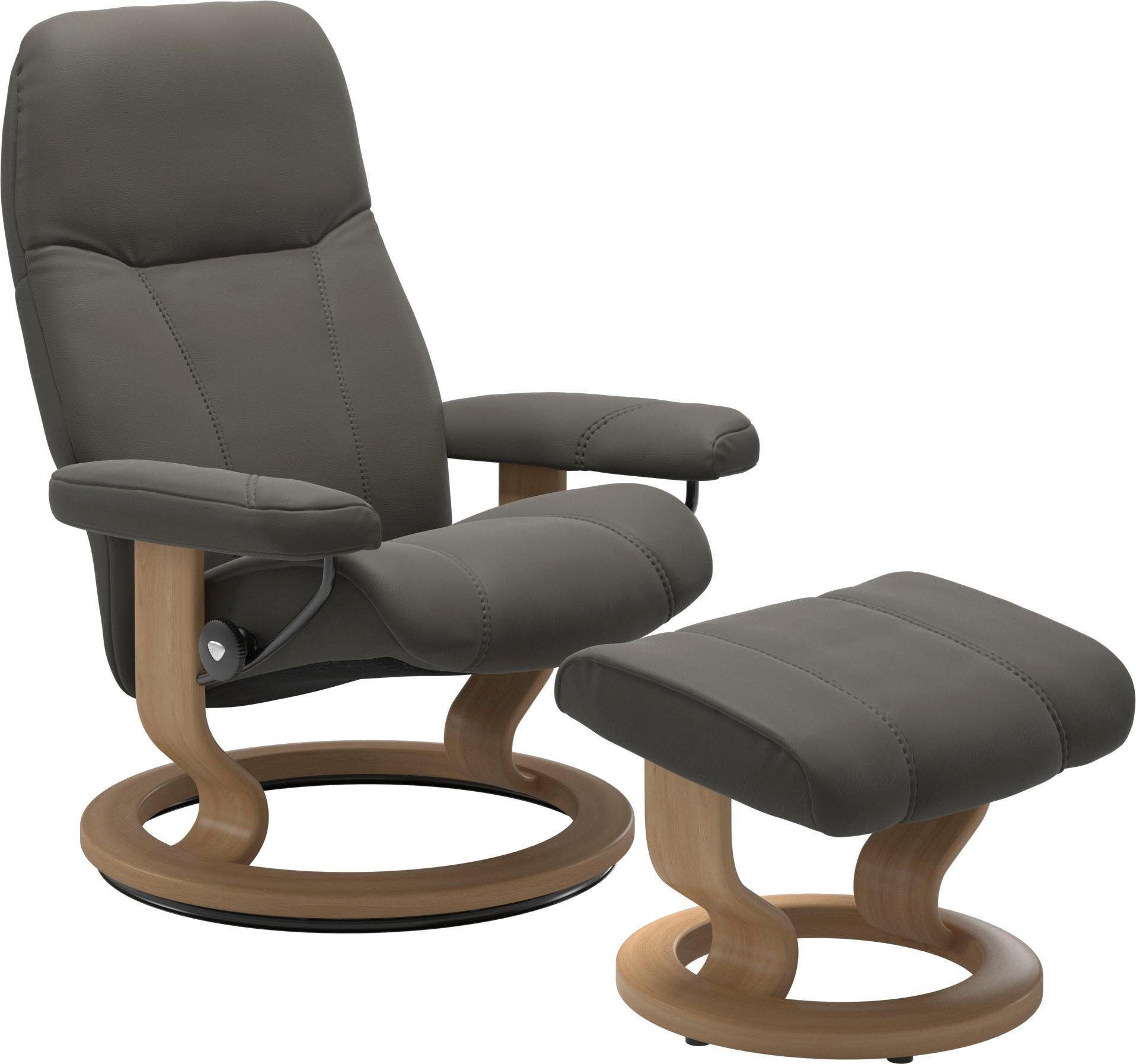 Größe Consul (Set, mit M, Gestell Relaxsessel Eiche Hocker, Base, Relaxsessel mit mit Classic Hocker), Stressless®