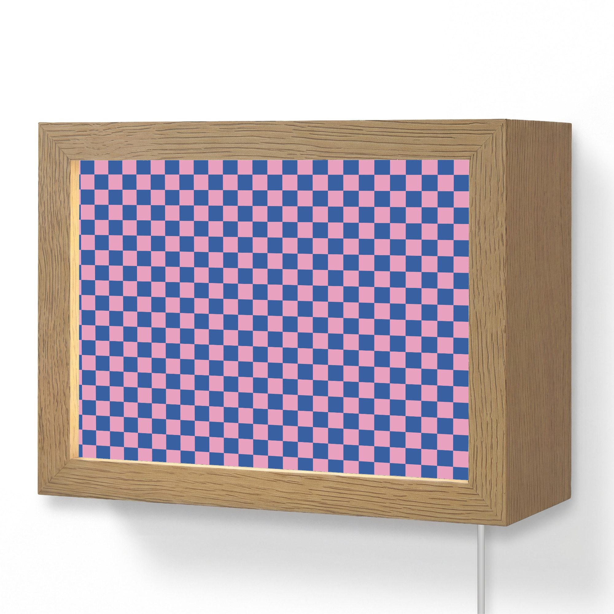 OnlyWow Wandleuchte Lightframe Schachbrettmuster - Blau - Muster - Rosa - Mädchen, Dimmbar, Farbwechsel, LED, Warmweiß, Kaltweiß, Neutralweiß Einstellbar, Wandlampe Innen, Dimmbar, mit Kabel, LED, Modern, Kinder