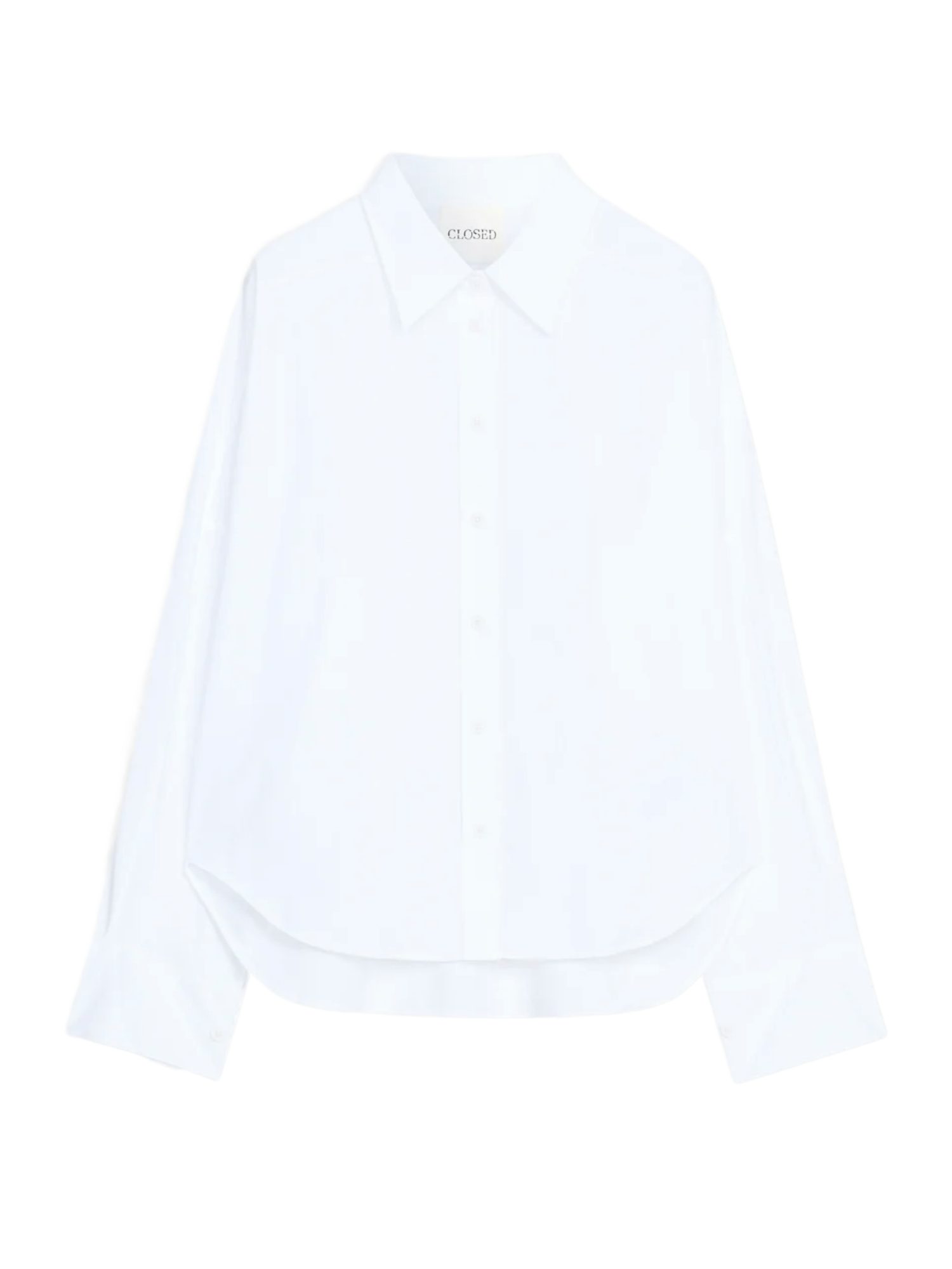 CLOSED Blusenshirt weiß,Casual,Bio-Baumwolle,Unifarben,Hemdblusenkragen,Lang,Relaxed Fit