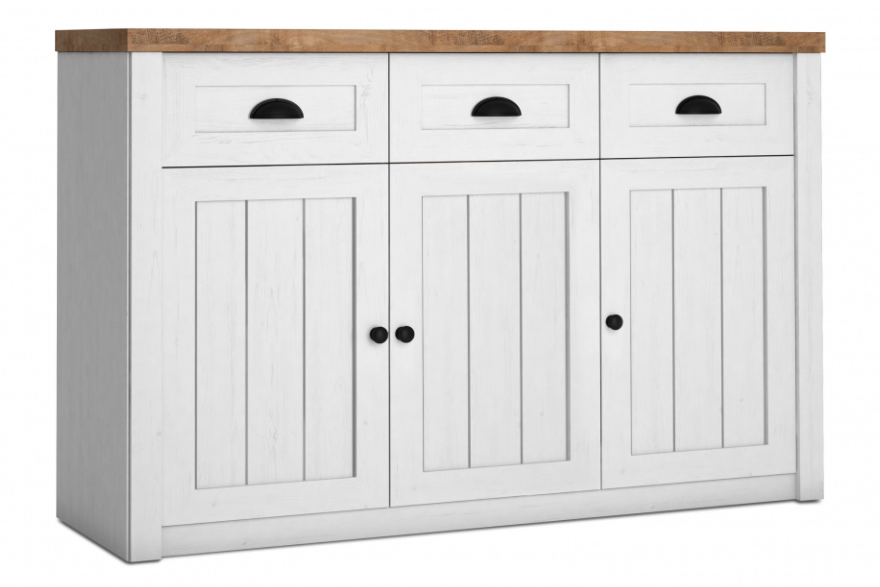 KONSIMO® Kombikommode LEMAS Kommode, hergestellt in der EU, Provenzalische Stil, mit dunklen Eichenelementen, Breite 130 cm