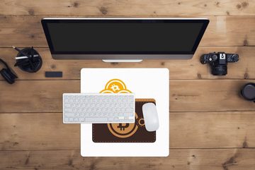 MuchoWow Gaming Mauspad Bitcoin-Brieftasche (1-St), Mousepad mit Rutschfester Unterseite, Gaming, 40x40 cm, XXL, Großes