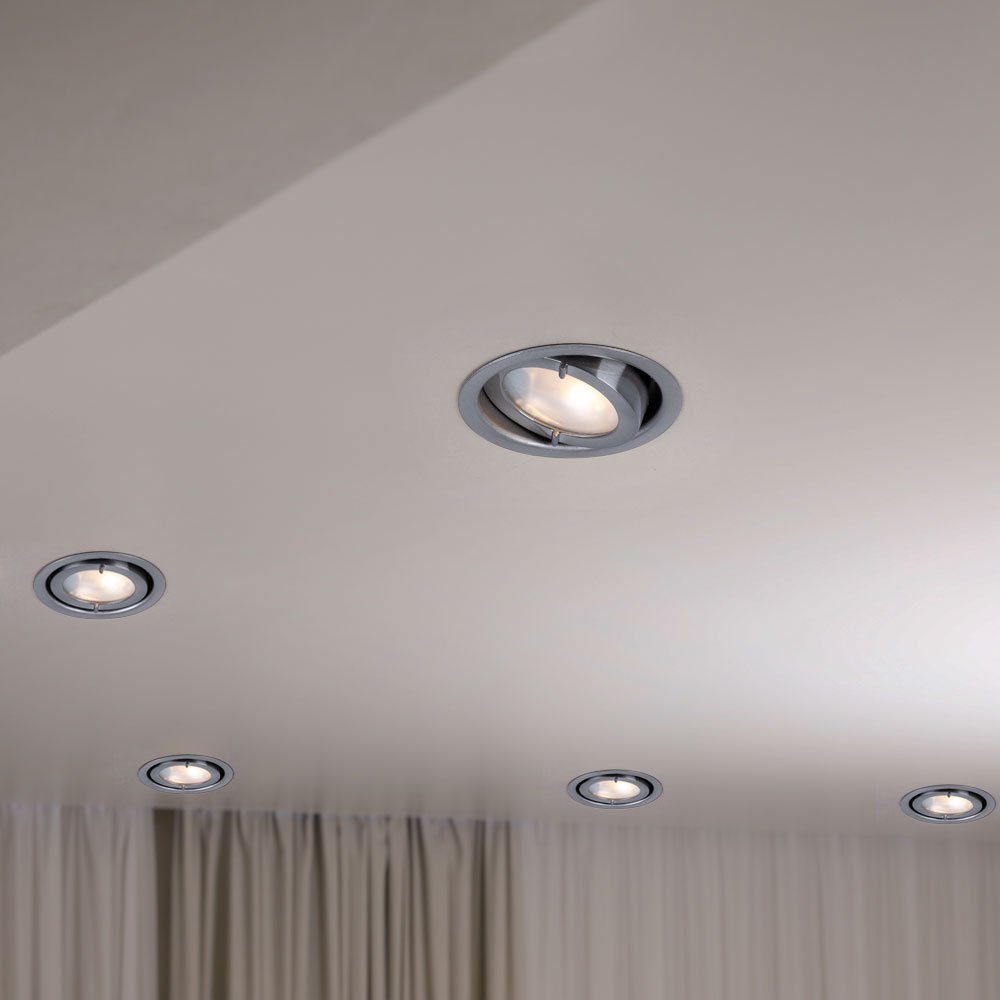 Paulmann LED Einbaustrahler, rund Spot Möbel Lampen inklusive, Einbau 5er gebürstet Alu beweglich Strahler Set Warmweiß, Leuchtmittel